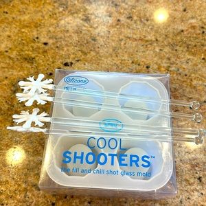 Shot glass mold and snowflake stirrers